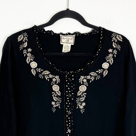 Vintage Top Blouse Floral Embroidered Lace Polka Dot Embellished Cotton Small - Picture 5 of 9